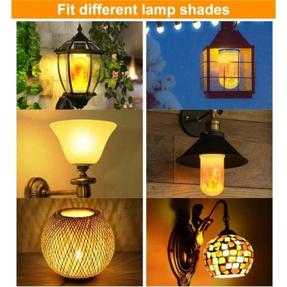 LED Flame Light Bulbs, 4 Modes Fire Light Bulbs, E26  Bulb, (Yellow, 2 Pack)